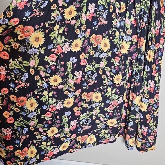 NWT Tahari Sunray Garden Sunflower Print Sleeveless V-Neck Plisse Maxi Dress XS - Picture 4 of 9